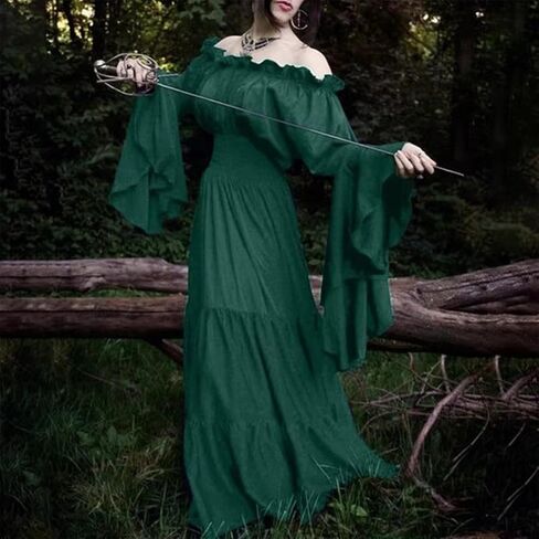 VNVNE 7 Pcs Halloween Medieval Renaissance Witch Dress for Women, Victorian Vintage Gothic Cosplay Fairy Costumes in Kuwait