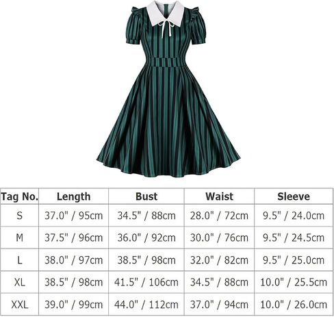 IDOPIP Women Black Striped Halloween Cosplay Costume Dress Elegant Tie Neck Midi Dress 1950s Vintage Cocktail Shirt Dress in Saudi Arabia