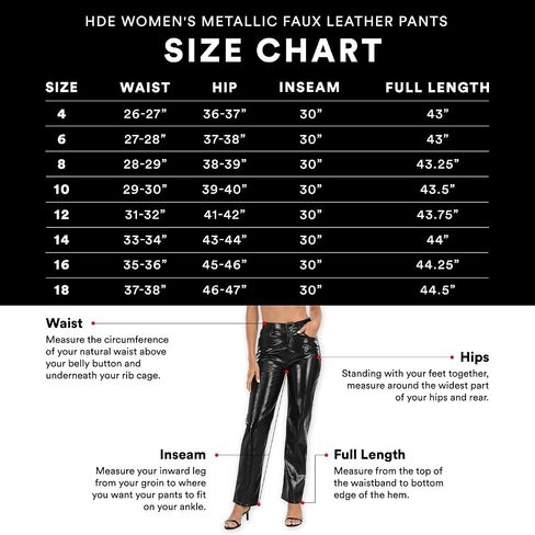 HDE Women's Shiny Metallic Faux Leather Pants High Waisted Straight Leg Trousers in Saudi Arabia