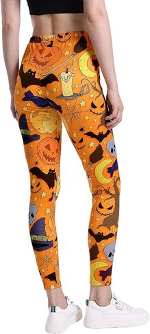 Halloween Leggings for Women 2024 Pumpkin Ghost Skull Printed High Waist Womens Leggings Stretchy Yoga Pants in Kuwait