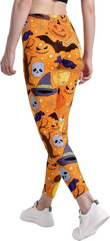 Halloween Leggings for Women 2024 Pumpkin Ghost Skull Printed High Waist Womens Leggings Stretchy Yoga Pants in Kuwait