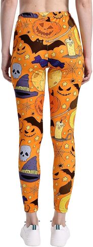 Halloween Leggings for Women 2024 Pumpkin Ghost Skull Printed High Waist Womens Leggings Stretchy Yoga Pants in Kuwait