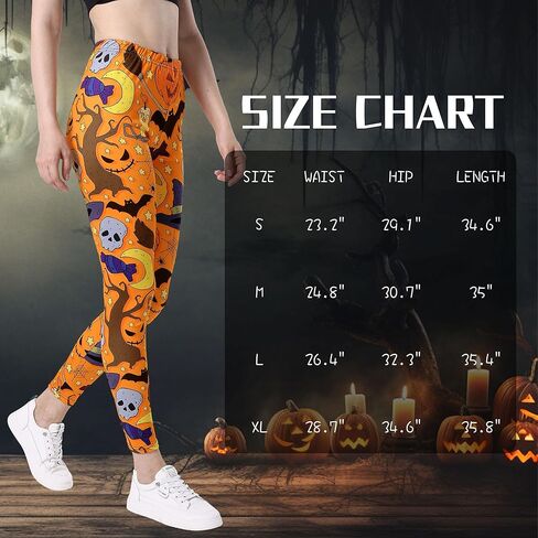 Halloween Leggings for Women 2024 Pumpkin Ghost Skull Printed High Waist Womens Leggings Stretchy Yoga Pants in Kuwait