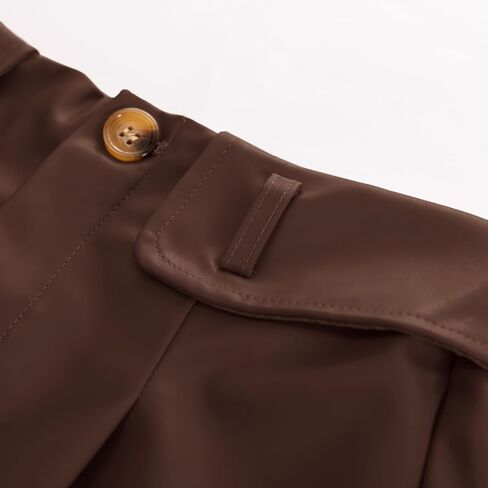 Women Leather Shorts Casual Shorts High Waist Leather Shorts with Pockets & Belts in Saudi Arabia