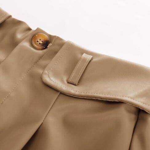 Women Leather Shorts Casual Shorts High Waist Leather Shorts with Pockets & Belts in Saudi Arabia