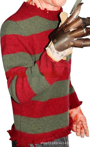 Beita Freddy Sweater Costume Nightmare Street Cosplay Men's Stripe Knitted Pullover in Kuwait