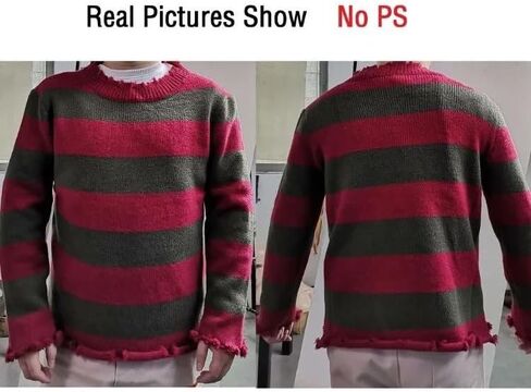 Beita Freddy Sweater Costume Nightmare Street Cosplay Men's Stripe Knitted Pullover in Kuwait