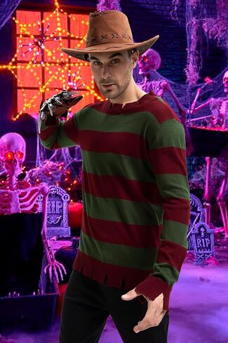 TMSD Halloween Men's Cosplay Costume Striped Knit Sweater in Kuwait