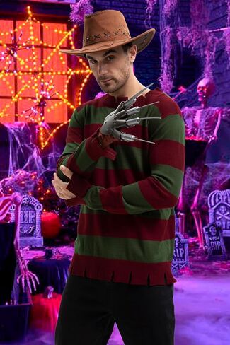 TMSD Halloween Men's Cosplay Costume Striped Knit Sweater in Kuwait