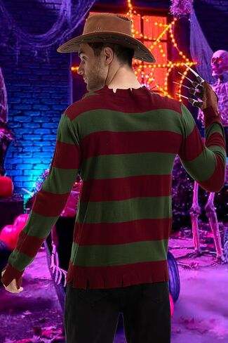 TMSD Halloween Men's Cosplay Costume Striped Knit Sweater in Kuwait