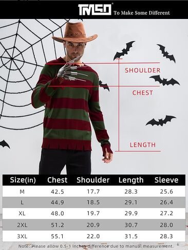 TMSD Halloween Men's Cosplay Costume Striped Knit Sweater in Kuwait