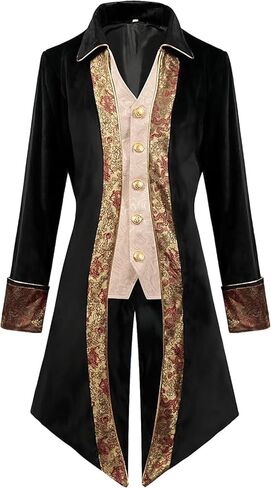 Inmeilifus Men's Steampunk Tailcoat Jacket Renaissance Halloween Prince Costume Gothic Medieval Victorian Frock Coat Tuxedo in Saudi Arabia