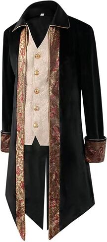 Inmeilifus Men's Steampunk Tailcoat Jacket Renaissance Halloween Prince Costume Gothic Medieval Victorian Frock Coat Tuxedo in Saudi Arabia