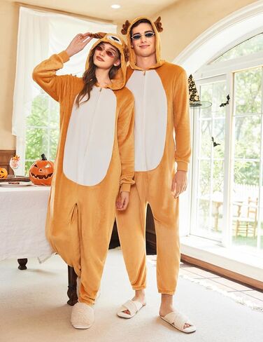 Ekouaer Unisex Adult Animal Onesie One Piece Fleece Pajamas Halloween Costume Sleepwear Homewear in Saudi Arabia