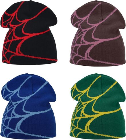 Knitting Hat Men Women Quality Cap Warm Cap Harajuku Beanie Gothic Spider Pattern Wool Acrylic Y2k Knitted Hat… in Saudi Arabia