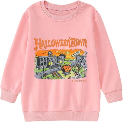 Halloween Sweatshirt for Kids Boy Girl Halloweentown Pumpkin Crewneck Pullover Top Spooky Season Fall Clothes 6-11Y in Saudi Arabia