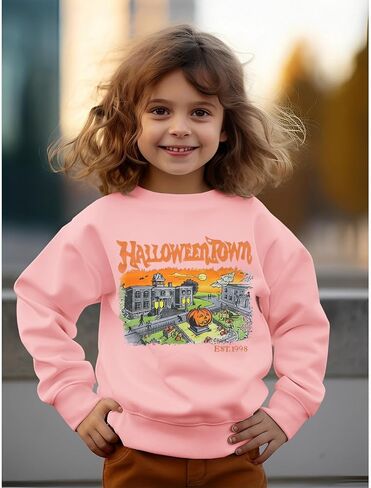Halloween Sweatshirt for Kids Boy Girl Halloweentown Pumpkin Crewneck Pullover Top Spooky Season Fall Clothes 6-11Y in Saudi Arabia