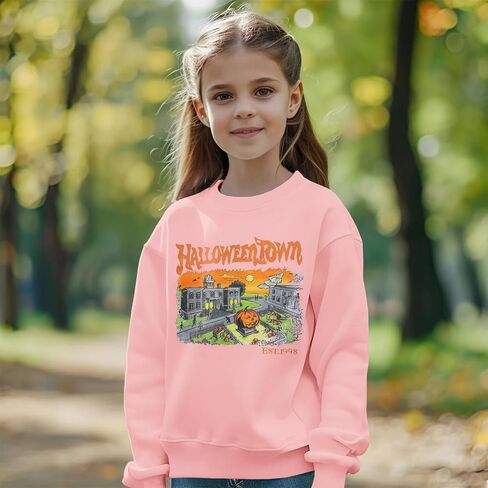 Halloween Sweatshirt for Kids Boy Girl Halloweentown Pumpkin Crewneck Pullover Top Spooky Season Fall Clothes 6-11Y in Saudi Arabia