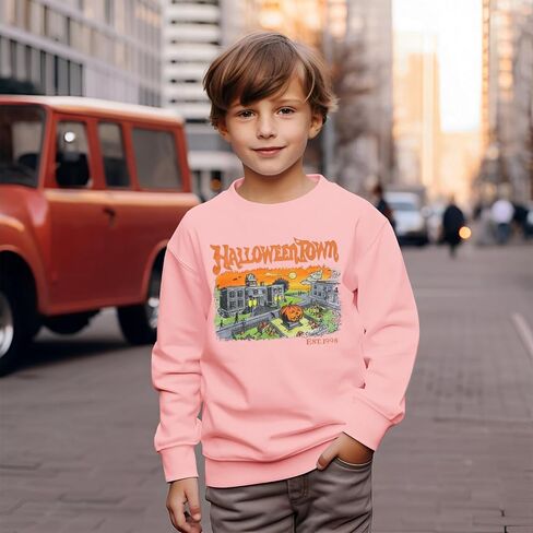 Halloween Sweatshirt for Kids Boy Girl Halloweentown Pumpkin Crewneck Pullover Top Spooky Season Fall Clothes 6-11Y in Saudi Arabia