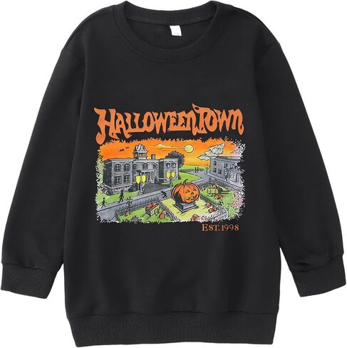 Halloween Sweatshirt for Kids Boy Girl Halloweentown Pumpkin Crewneck Pullover Top Spooky Season Fall Clothes 6-11Y in Saudi Arabia