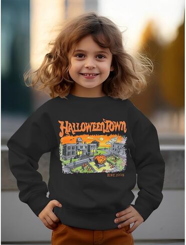 Halloween Sweatshirt for Kids Boy Girl Halloweentown Pumpkin Crewneck Pullover Top Spooky Season Fall Clothes 6-11Y in Saudi Arabia