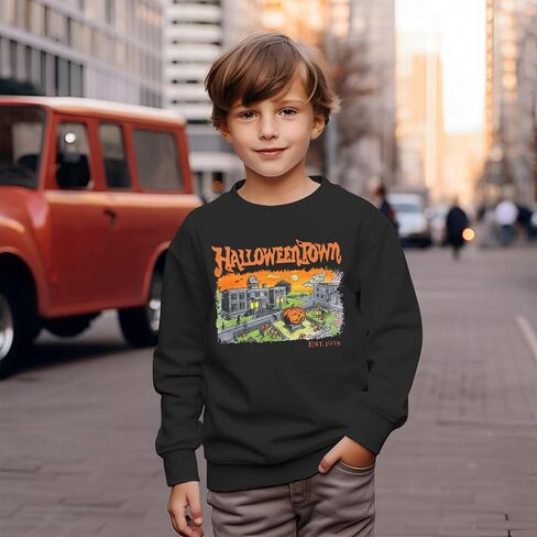Halloween Sweatshirt for Kids Boy Girl Halloweentown Pumpkin Crewneck Pullover Top Spooky Season Fall Clothes 6-11Y in Saudi Arabia
