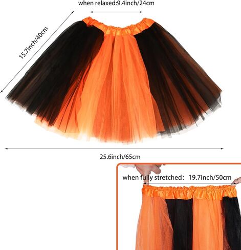 Lystaii 1 PCS Tutu Skirt Princess Skirt Tulle Skirt Layered Tutu Skirt for Halloween Christmas Party Costume Birthday Running Accessories Black Orange in Kuwait