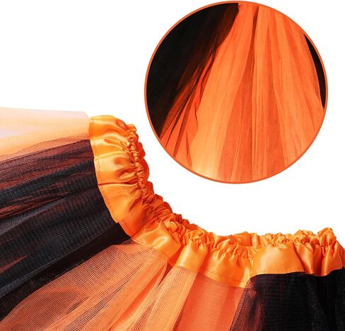 Lystaii 1 PCS Tutu Skirt Princess Skirt Tulle Skirt Layered Tutu Skirt for Halloween Christmas Party Costume Birthday Running Accessories Black Orange in Kuwait