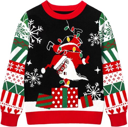 Kids Ugly Sweater Boys Girls Christmas Sweater Santa Long Sleeve Knit Xmas Pullover Jumper for 5-12 Years in Kuwait