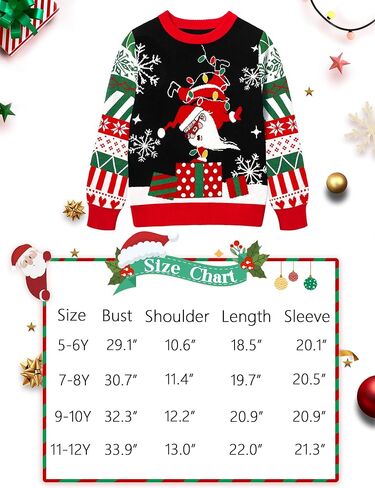 Kids Ugly Sweater Boys Girls Christmas Sweater Santa Long Sleeve Knit Xmas Pullover Jumper for 5-12 Years in Kuwait