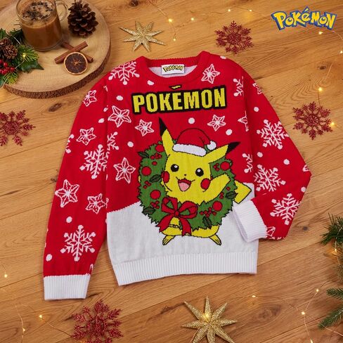 Pokemon Christmas Jumper Kids Teenagers - Festive Christmas Sweater Official Merchandise 4-14 Years - Gifts for Boys in Saudi Arabia