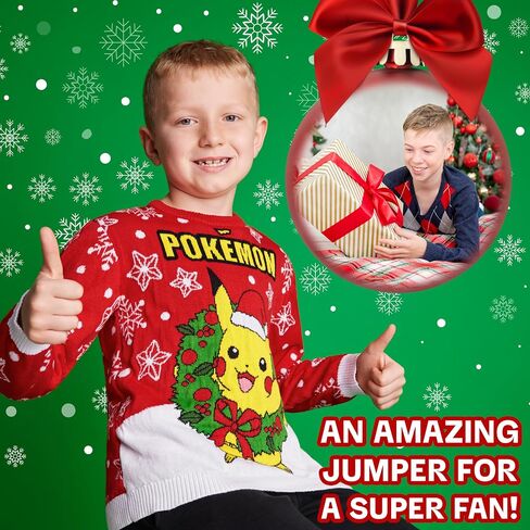 Pokemon Christmas Jumper Kids Teenagers - Festive Christmas Sweater Official Merchandise 4-14 Years - Gifts for Boys in Saudi Arabia
