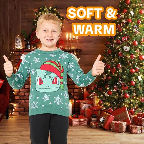 Pokemon Christmas Jumper Kids Teenagers - Festive Christmas Sweater Official Merchandise 4-14 Years - Gifts for Boys in Saudi Arabia