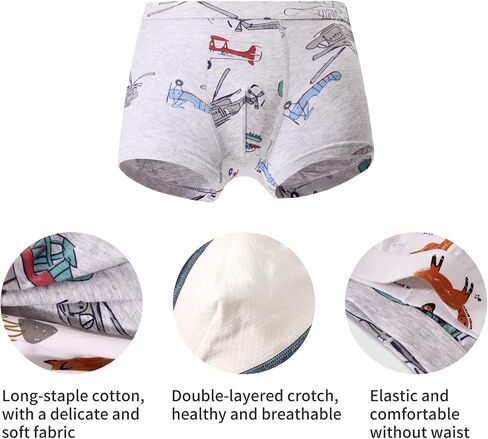 Child Boy Undwear Cotton Boxer Briefs Breathable Kids Animal Car Children Underpants Soft 8 Packs For 4-14 Kids in Saudi Arabia