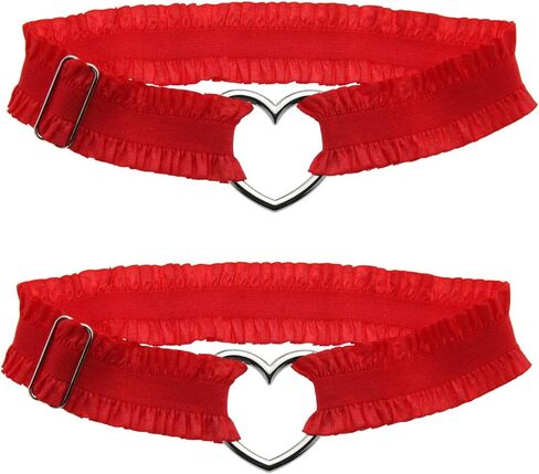 2Pcs Adjustable Heart Lace Thigh Garter for Wedding Bride, Elastic Leg Garters Belt for Women Parties in Saudi Arabia