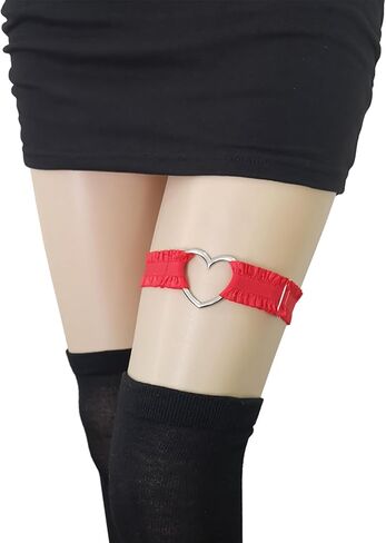 2Pcs Adjustable Heart Lace Thigh Garter for Wedding Bride, Elastic Leg Garters Belt for Women Parties in Saudi Arabia