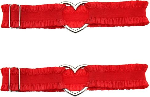 2Pcs Adjustable Heart Lace Thigh Garter for Wedding Bride, Elastic Leg Garters Belt for Women Parties in Saudi Arabia