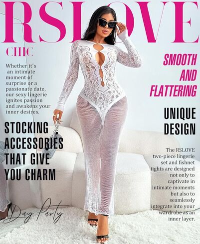 RSLOVE Womens Nightgown Sexy Chemise - Lingerie for Women Nightgown Mesh Babydoll Dress Maxi Dress Fishnet Bodystockings in Saudi Arabia