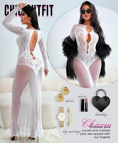 RSLOVE Womens Nightgown Sexy Chemise - Lingerie for Women Nightgown Mesh Babydoll Dress Maxi Dress Fishnet Bodystockings in Saudi Arabia