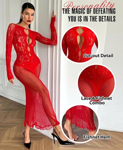 RSLOVE Womens Nightgown Sexy Chemise - Lingerie for Women Nightgown Mesh Babydoll Dress Maxi Dress Fishnet Bodystockings in Saudi Arabia