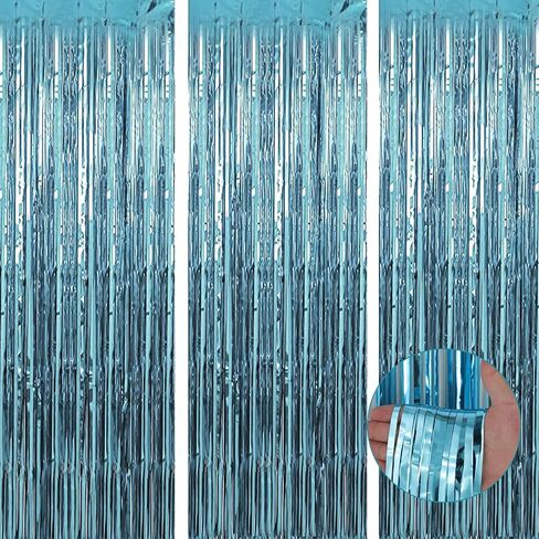 Birthday Party Decorations: 3 Pack 3.3 x 9.9 ft Gold Foil Fringe Curtains Party Supplies, Tinsel Curtain Backdrop for Parties/Birthday/Photo Booth in Saudi Arabia
