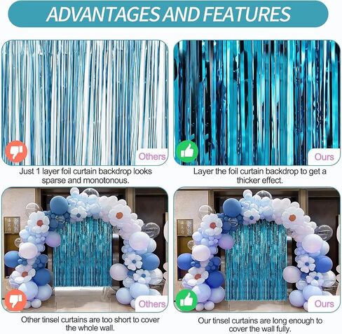 Birthday Party Decorations: 3 Pack 3.3 x 9.9 ft Gold Foil Fringe Curtains Party Supplies, Tinsel Curtain Backdrop for Parties/Birthday/Photo Booth in Saudi Arabia