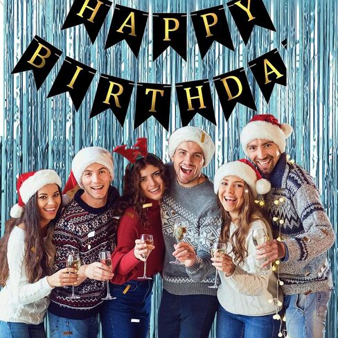 Birthday Party Decorations: 3 Pack 3.3 x 9.9 ft Gold Foil Fringe Curtains Party Supplies, Tinsel Curtain Backdrop for Parties/Birthday/Photo Booth in Saudi Arabia