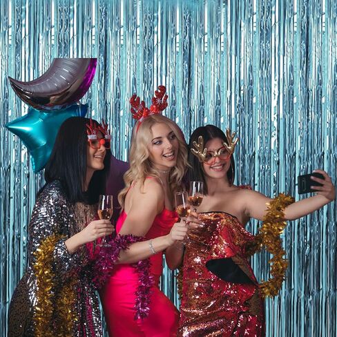 Birthday Party Decorations: 3 Pack 3.3 x 9.9 ft Gold Foil Fringe Curtains Party Supplies, Tinsel Curtain Backdrop for Parties/Birthday/Photo Booth in Saudi Arabia