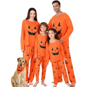 PYAEAS Matching Halloween Pajamas Family Holiday Pumpkin Print Jammies PJs Funny Sleepwear Loungewear for Women/Men