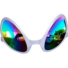 Novelty Alien Glasses for Halloween Party Accessories, Silver Alien Costume Accessories Eyeglasses Party Supplies Decoration Gift
