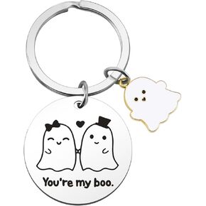 Halloween Gifts for Women Men, Halloween Boo Basket Stuffers for Girlfriend Boyfriend, Cute Couple Gift Keychain for Halloween Birthday Anniversary