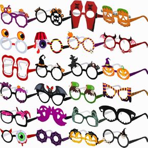 Fainne 24 Pack Halloween Glasses Novelty Halloween Party Eyeglasses Funny Halloween Cosplay Sunglasses Fancy Halloween Party Favor Eyewear for Halloween Prop Photo Booth Cosplay
