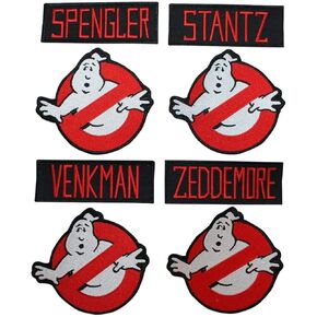 Lot of 8 Ghostbusters Name Tags & No Ghost Sign Logo Patches