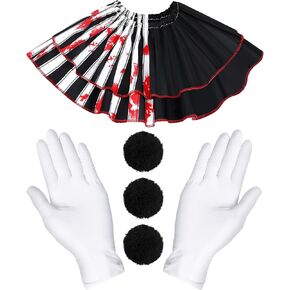 Jecery 5 Pcs Scary Clown Halloween Deluxe Adult Costume Gloves Collar Plush Buttons for Halloween Birthday Party Supplies